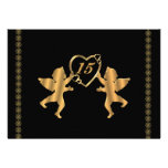 Quinceanera cupids for 15th Birthday on black Invite