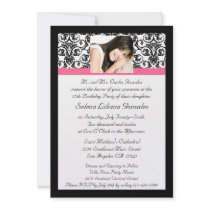 Quinceanera Fushcia Damask Pink and Black