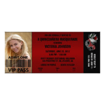 Quinceañera Masquerade VIP Admission Ticket Personalized Invitations