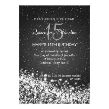 Quinceañera Party Sparkling Wave Black Card
