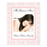 Quinceanera Pink Damask Soft Pink and White Personalized Invitations
