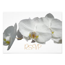 Quinceanera RSVP Guest Reply White Orchids Custom Invitation