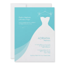 Quinceañera Vestido Azul Invitaciones Custom Invites
