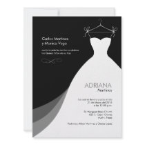 Quinceañera Vestido negro Invitaciones Invites