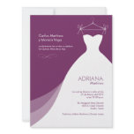 Quinceañera Vestido Púrpura Invitaciones Personalized Invitation