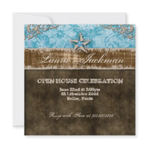 Quinceanera Vintage Photo Card Star Blue Personalized Announcements