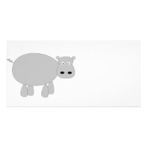 Quirky and cute cartoon hippo t-shirts and gifts. custom photo card
