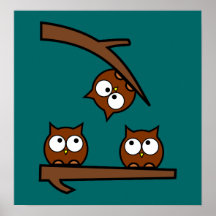Quirky Owls Out On A Limb Print