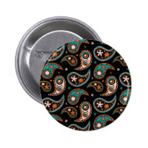 Quirky Paisley Turquoise and Orange Buttons