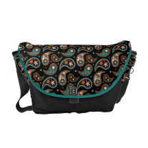 Quirky Paisley Turquoise and Orange Commuter Bag