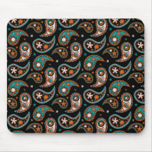 Quirky Paisley Turquoise and Orange Mouse Pad