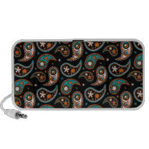 Quirky Paisley Turquoise and Orange PC Speakers