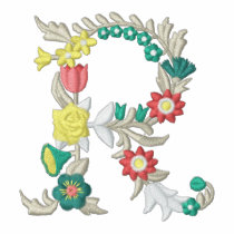 R floral monogram embroidered womens shirt