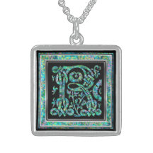 R Initial Monogram "Masselle Blue" Necklace