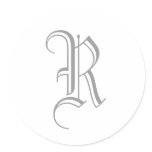 R Letter Monogram Sticker Grey Old English