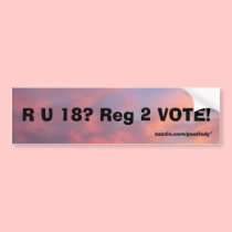 R U 18? Reg 2 VOTE! Bumper Sticker bumper stickers