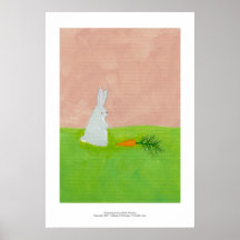 Rabbit carrot fresh modern art colourful painting poster
