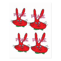 Rabbit ear peace postcard