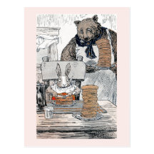 Rabbit Eating Pancake Breakfast Postcards