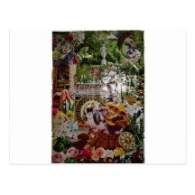 rabbit garden mosaic post card
