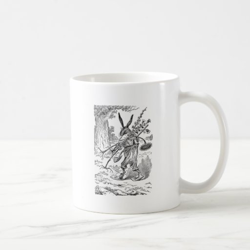 Rabbit Gardener with Shovel & Uprooted Plants Coffee Mugs