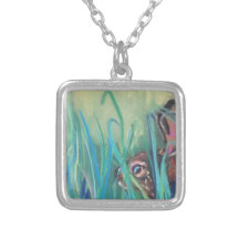rabbit in grass personalized necklace