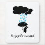 Rabbit in the rain mouse pads