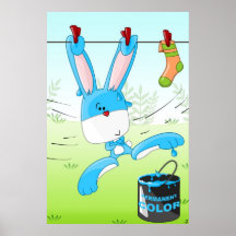 Rabbit Lui and the can of blue paint Print
