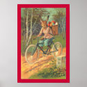 Rabbit on his bicycle delivering eggs Poster posters
