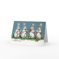 Rabbit Quartet Vintage Easter Greeting Card