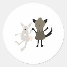 Rabbit & Skunk Round Sticker