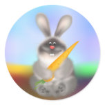Rabbit with Carrot Round Stickers