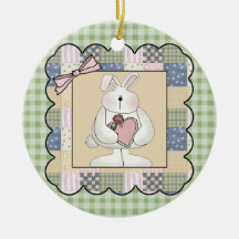 Rabbit With Heart Christmas Tree Ornaments