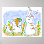Rabbits and Carrots Poster posters