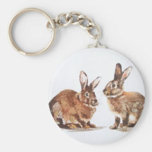 Rabbits in Watercolour Key Chain