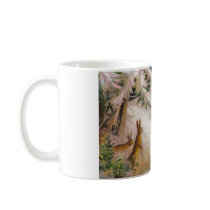 Rabbits Watch Santa in Purple Coat Pull Sled Mug