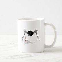 rabid bowling ball spider chases pin mug