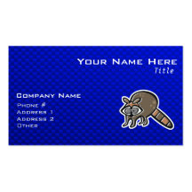 Raccoon; Blue Business Card Template