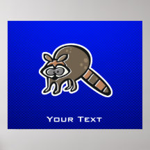 Raccoon; Blue Posters