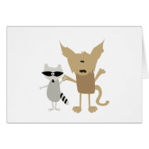 Raccoon & Bobcat Greeting Card