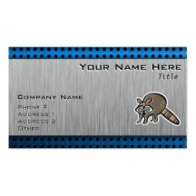Raccoon; Brushed metal-look Business Cards