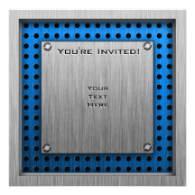 Raccoon; Brushed metal-look Personalized Invitations