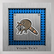 Raccoon; Brushed metal-look Poster