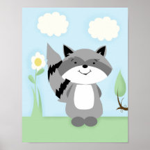 Raccoon Enchanted Forest Nursery Art Print