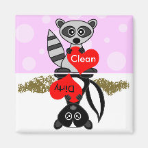 Raccoon & Skunk Clean / Dirty Dishwasher Magnet