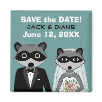 Raccoons Wedding Save the Date Refrigerator Magnets