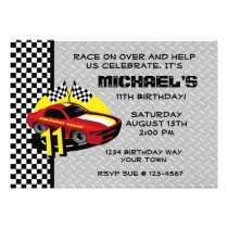 Race Car 11th Birthday Party Invitation invitations
