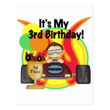 Race Car 3rd Birthday Tshirts and Gifts Postcard