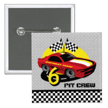 Race Car 6th Birthday Button