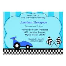 Race Car  Birthday Invitations